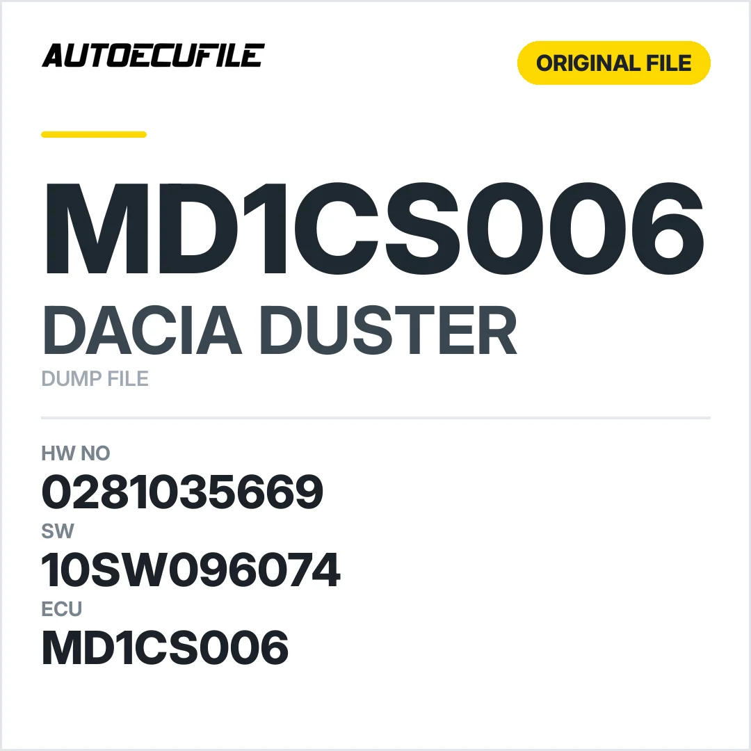 DACIA DUSTER MD1CS006 0281035669 10SW096074 DUMP