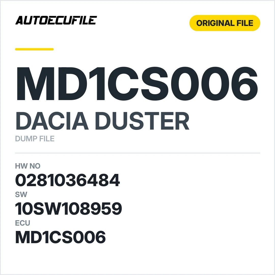 DACIA DUSTER MD1CS006 0281036484 10SW050497 10SW108959 DUMP