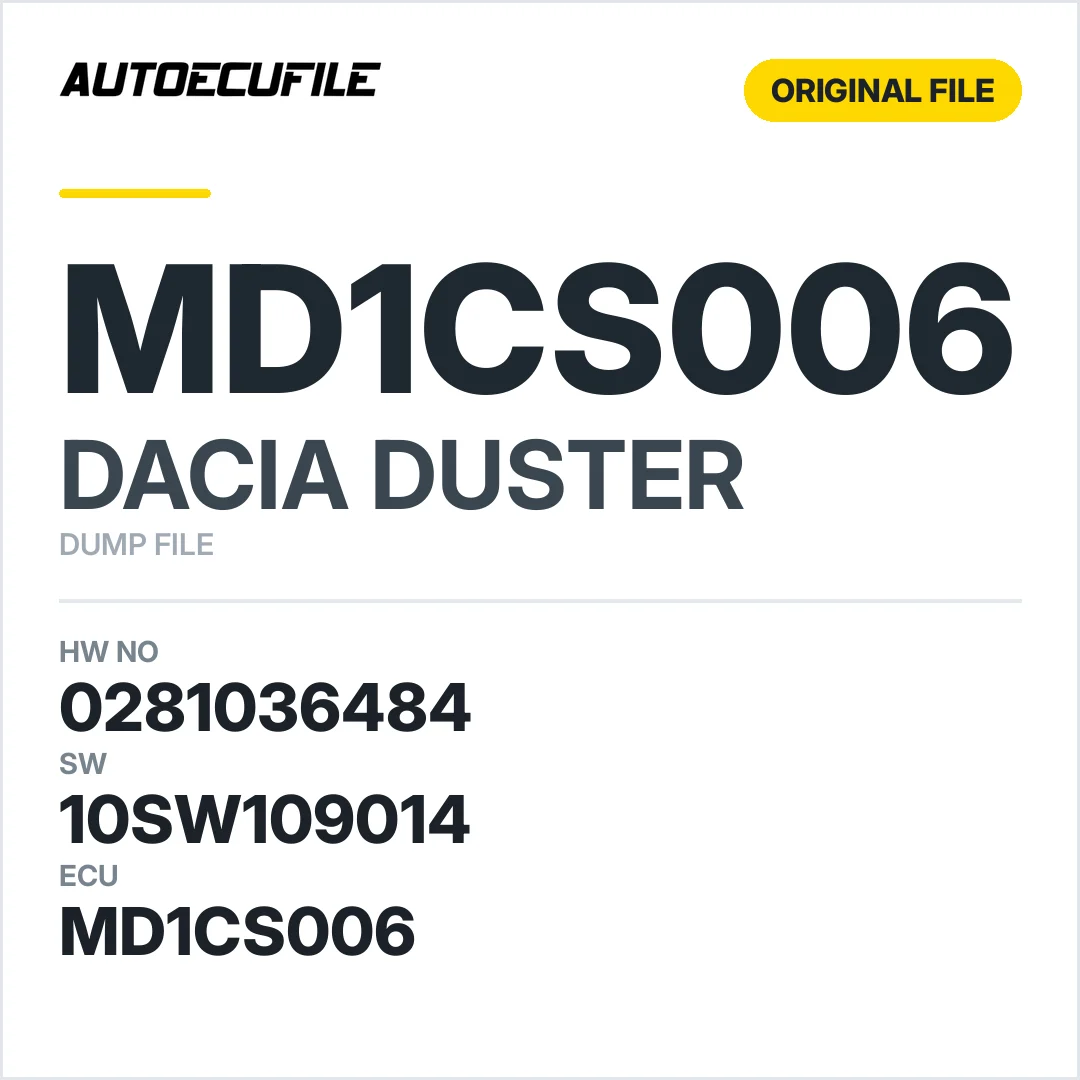 DACIA DUSTER MD1CS006 0281036484 10SW050497 10SW109014 DUMP