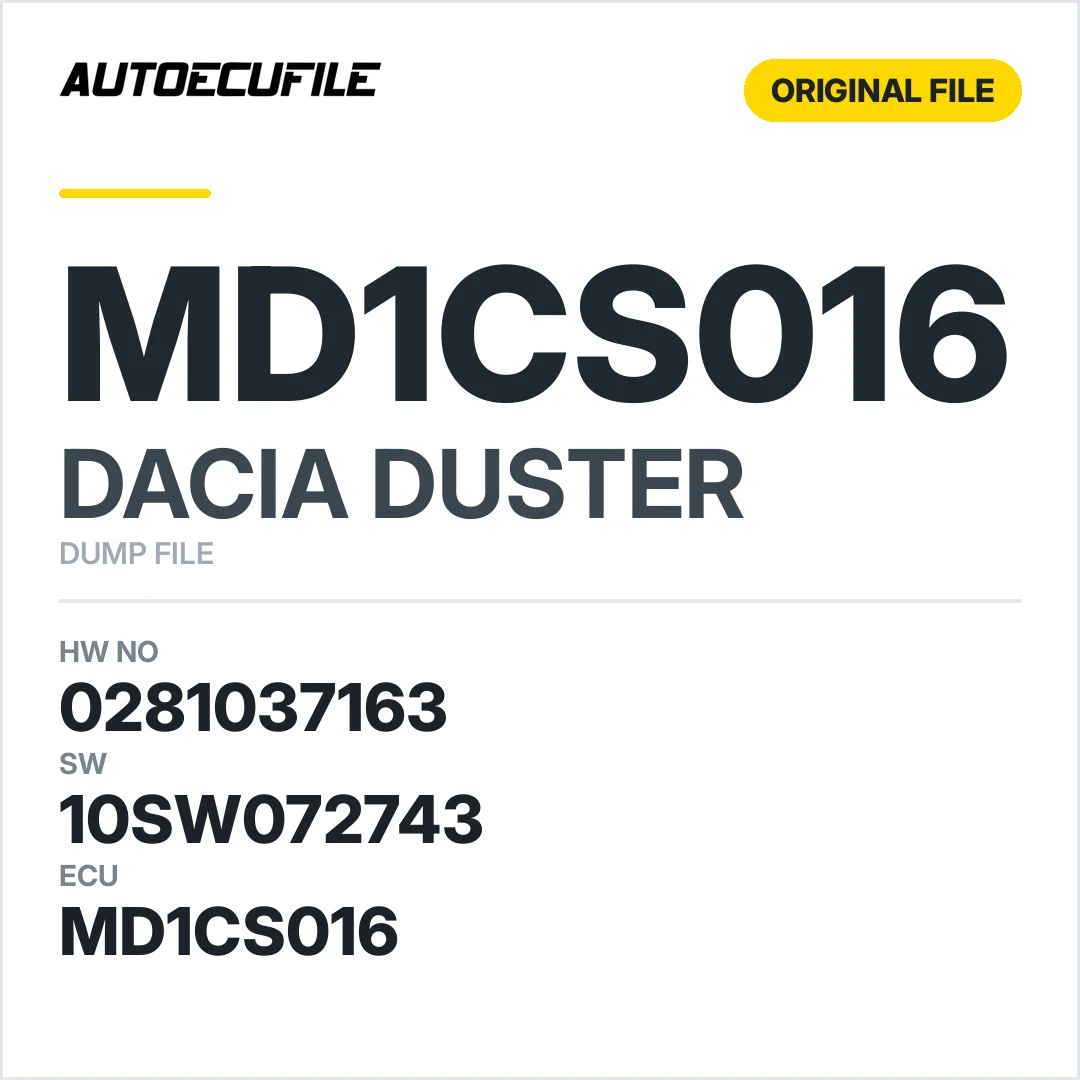 DACIA DUSTER MD1CS016 0281037163  10SW060922 10SW072743 DUMP