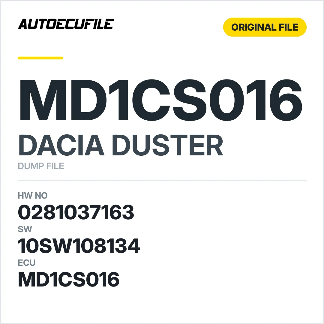 DACIA DUSTER MD1CS016 0281037163 10SW060922 10SW108134 DUMP