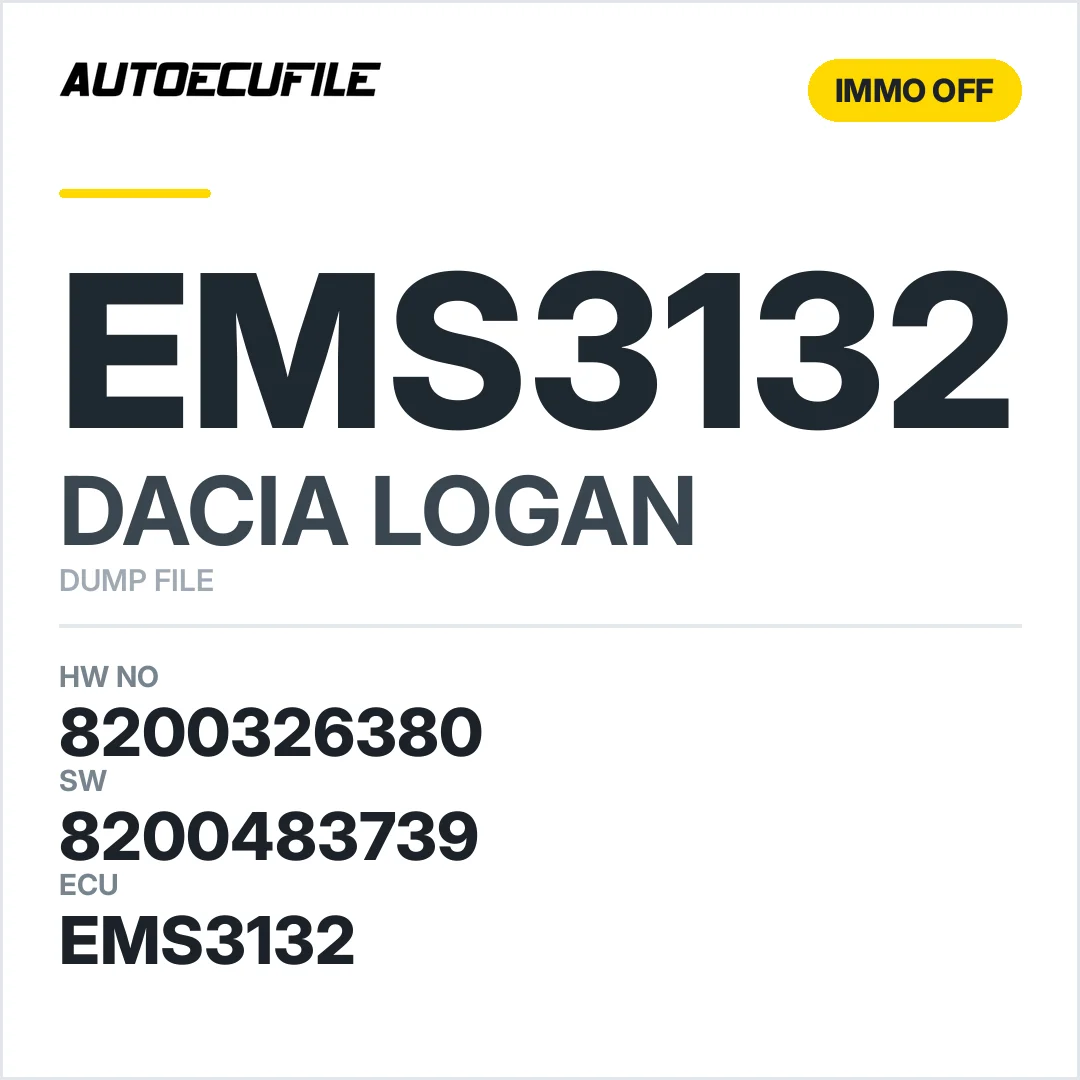 DACIA LOGAN EMS3132 8200326380 8200483739 IMMO OFF DUMP