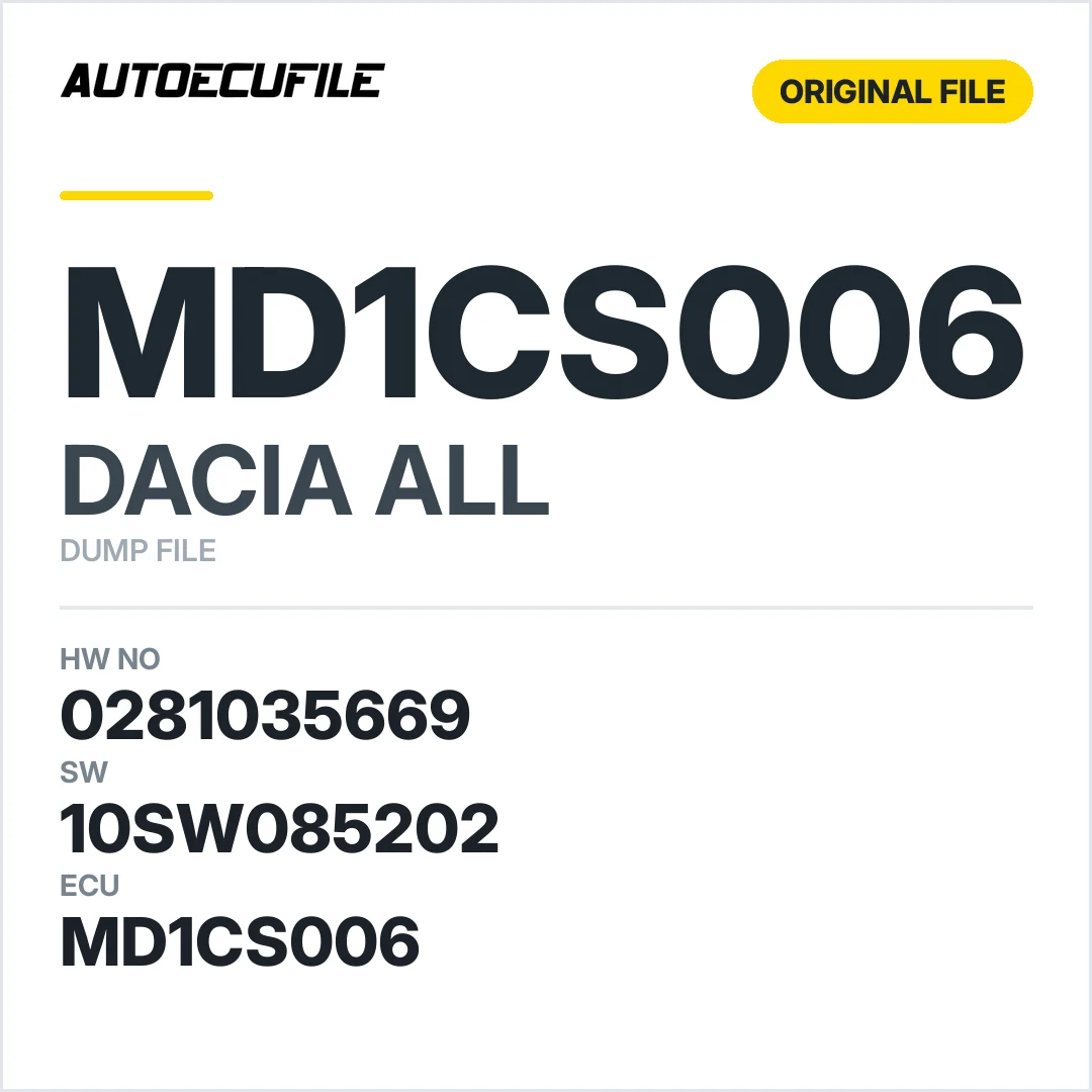 DACIA MD1CS006 0281035669 10SW036647 10SW085202 DUMP