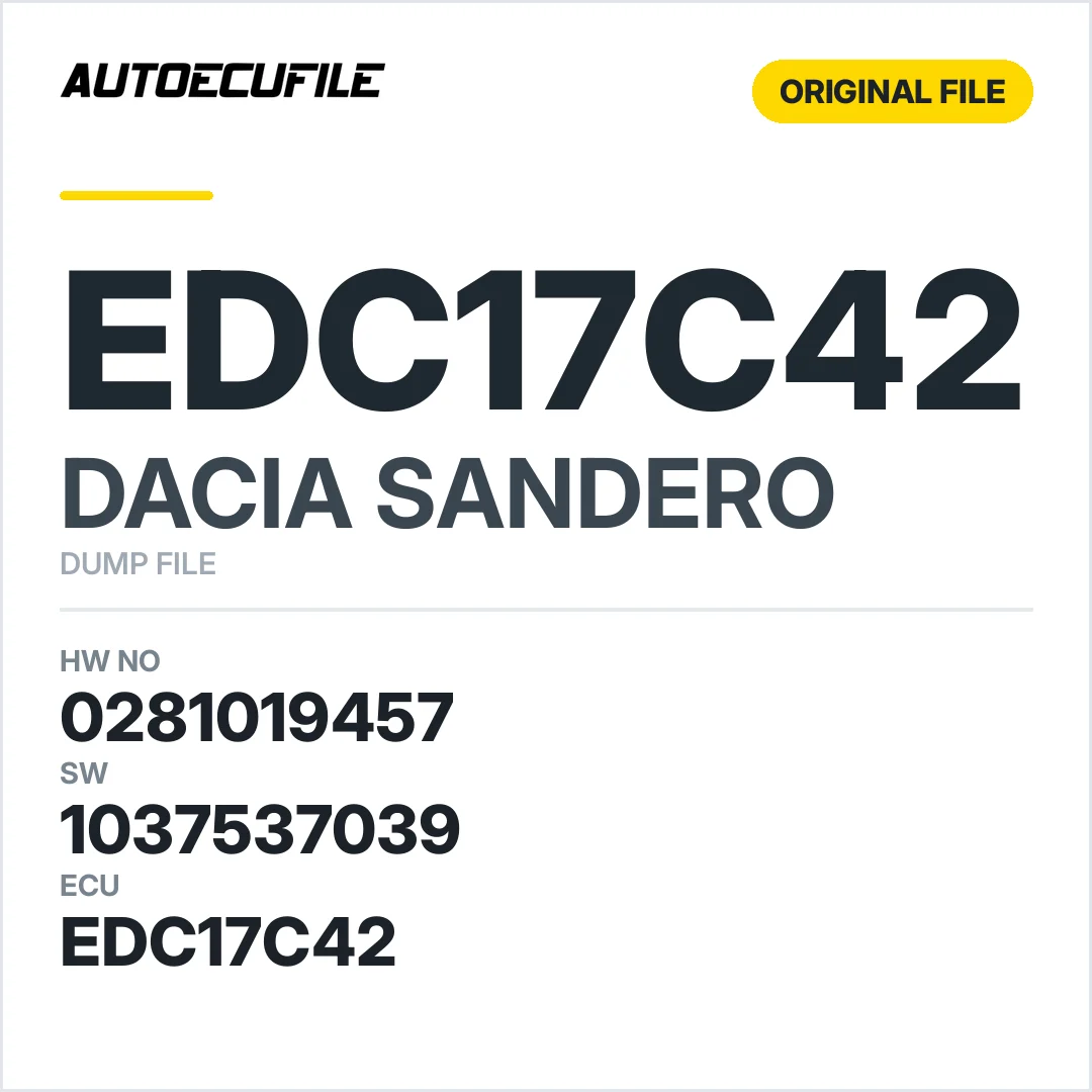 DACIA SANDERO EDC17C42 0281019457 1037526652 1037537039 DUMP
