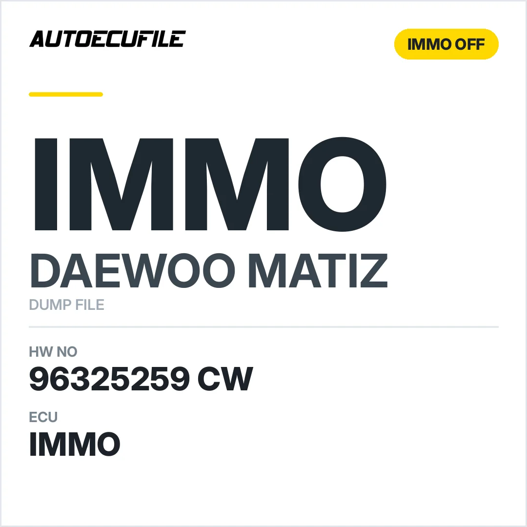 DAEWOO MATIZ KEMSCO 4R  96325259 CW IMMO OFF DUMP