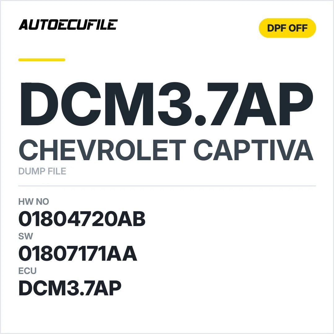 CHEVROLET CAPTIVA DCM3.7AP 01804720AB 01807171AA DPF OFF DUMP