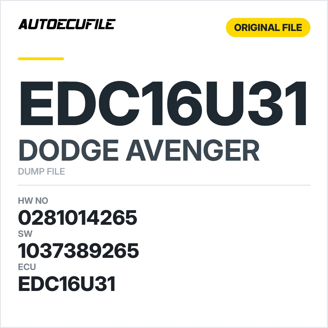 DODGE AVENGER EDC16U31 0281014265 1037389265 DUMP