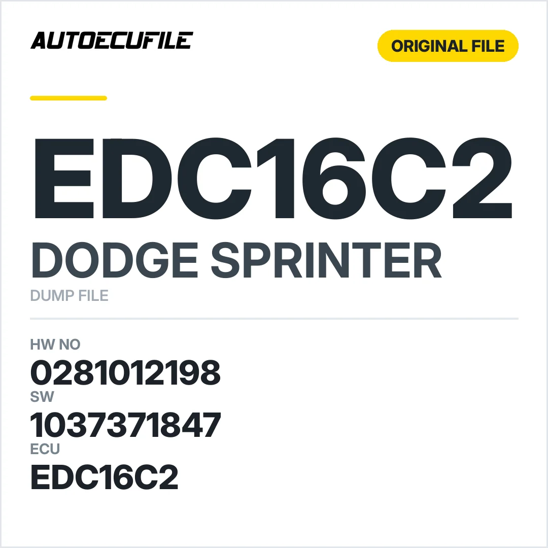 DODGE SPRINTER EDC16C2 0281012198 1037371847 DUMP