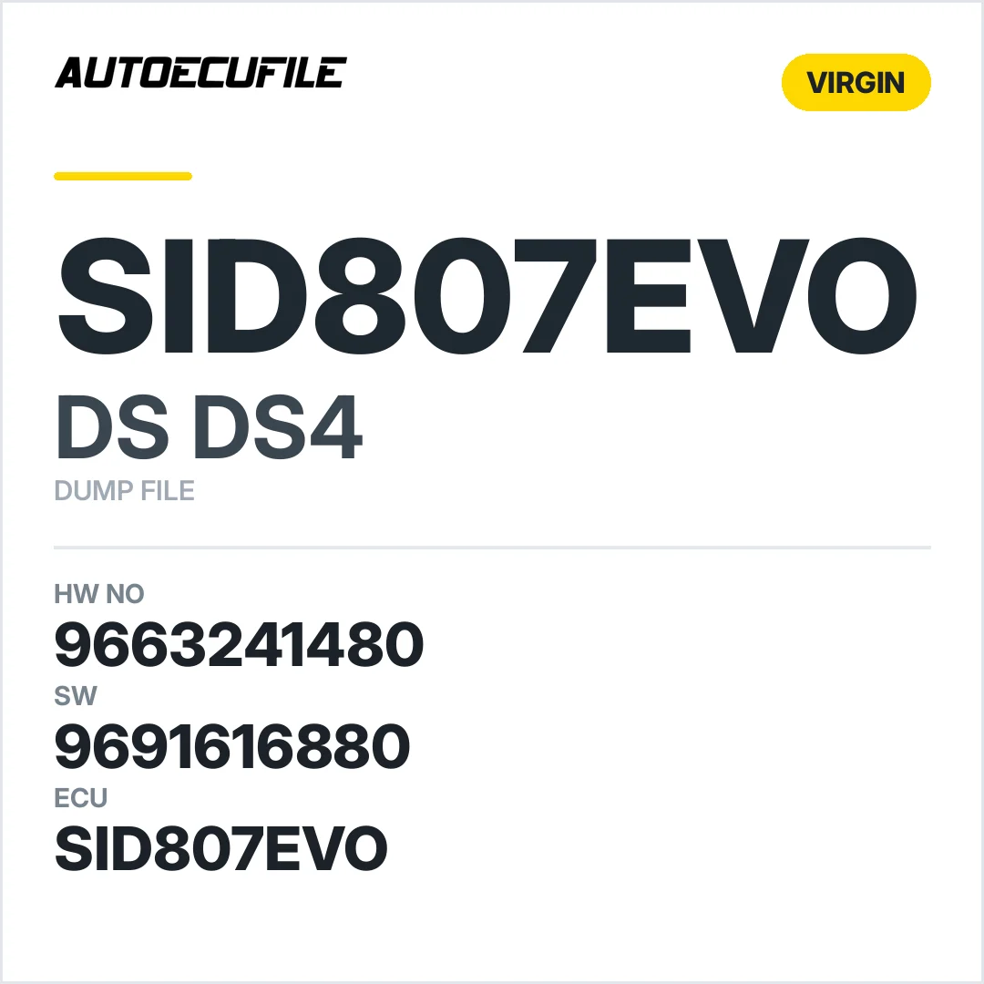 DS 4 SID807EVO  9663241480 9691616880  VIRGIN DUMP