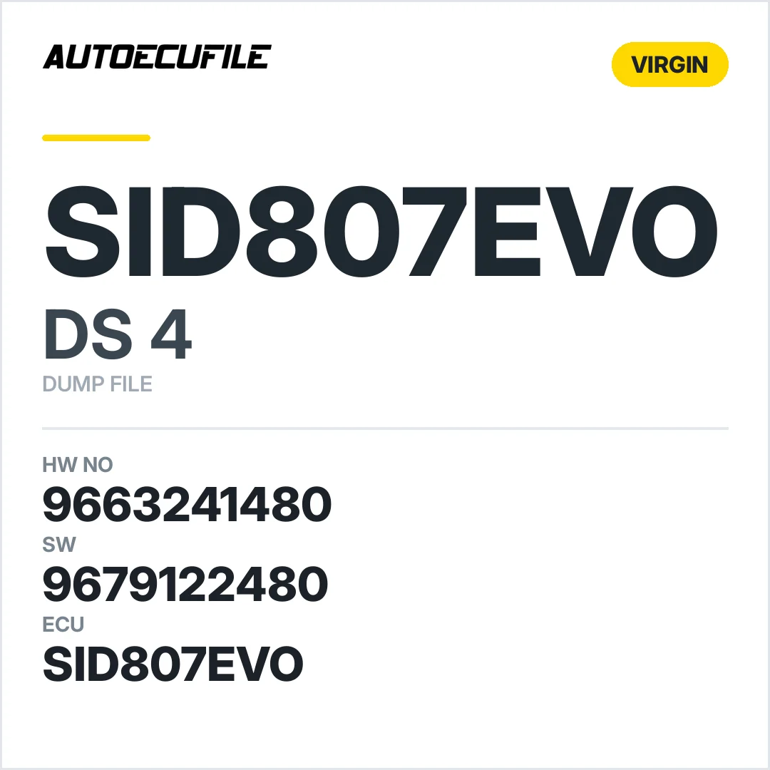 DS 4 SID807EVO S180123008 B 9663241480 9679122480  VIRGIN DUMP