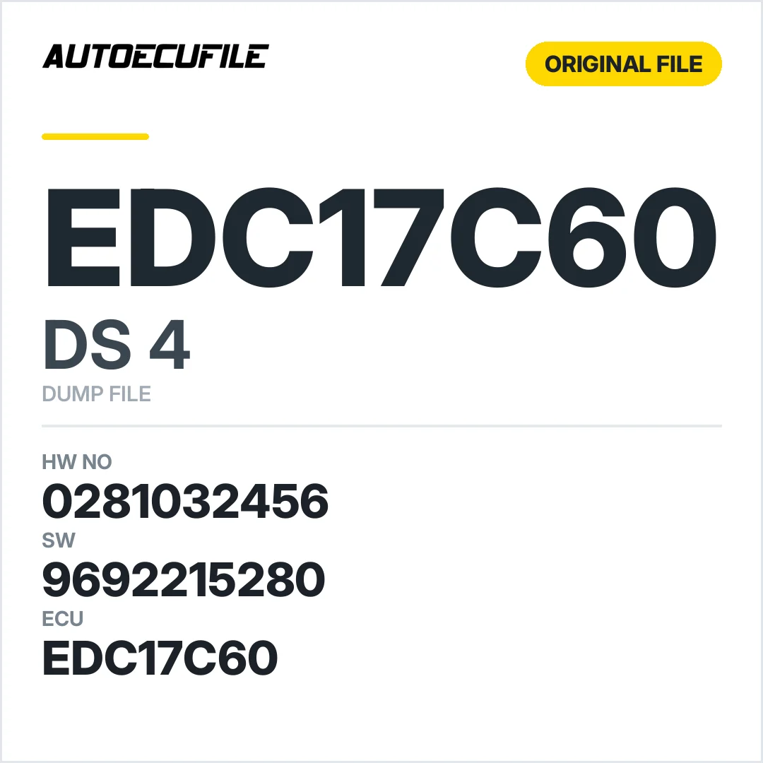 DS4 EDC17C60 0281032456 10SW007453 9692215280 DUMP