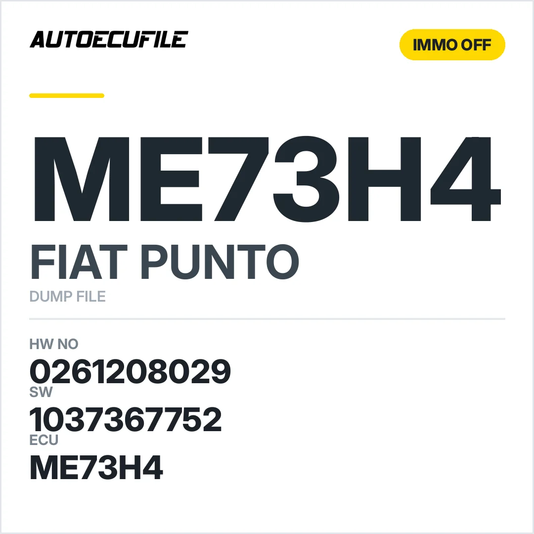 FIAT PUNTO ME73H4 0261208029 1037367752 IMMO OFF DUMP
