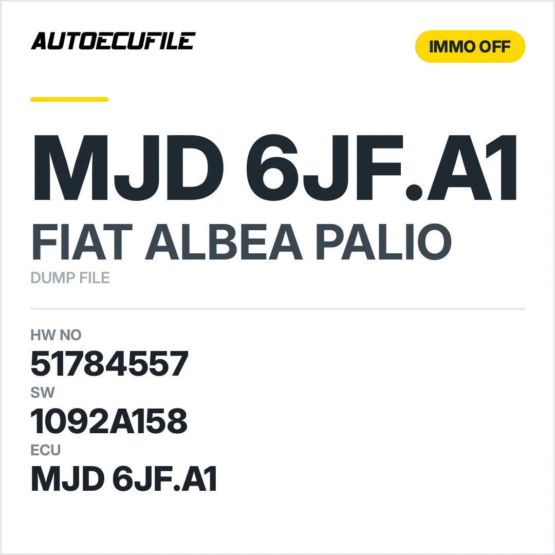 FIAT ALBEA MJD 6JF.A1 51784557 1092A158 IMMO OFF DUMP