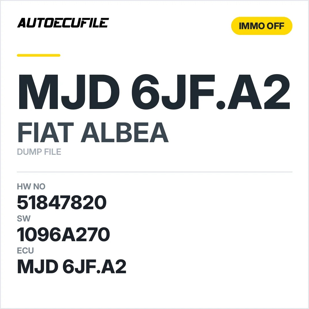 FIAT ALBEA MJD 6JF.A2 51847820 1096A270 IMMO OFF DUMP