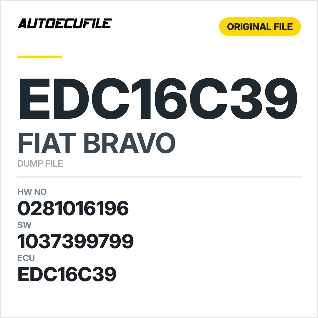 FIAT BRAVO EDC16C39 0281016196 1037399799 DUMP