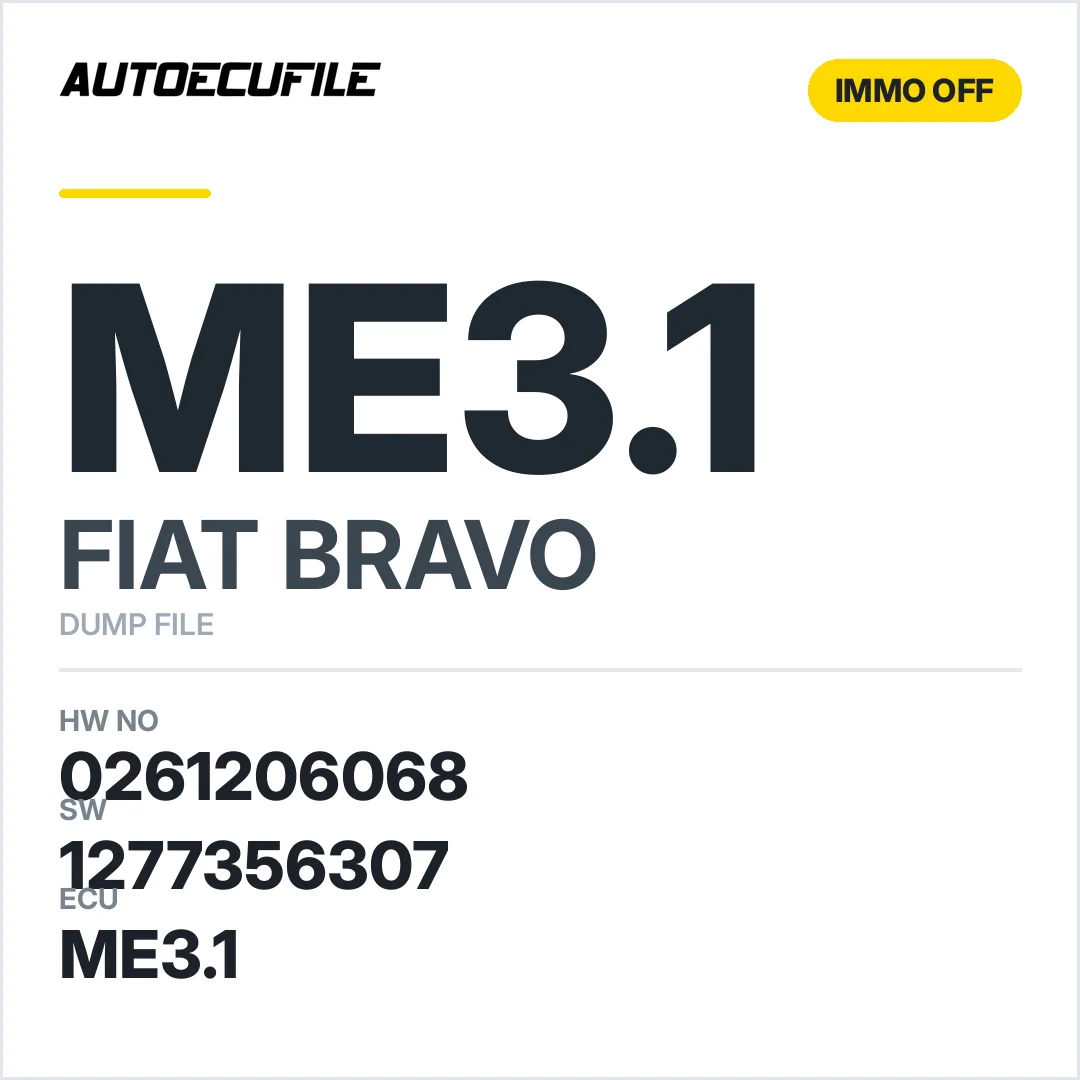 FIAT BRAVO ME3.1 0261206068 46551744  1277356307  IMMO OFF DUMP