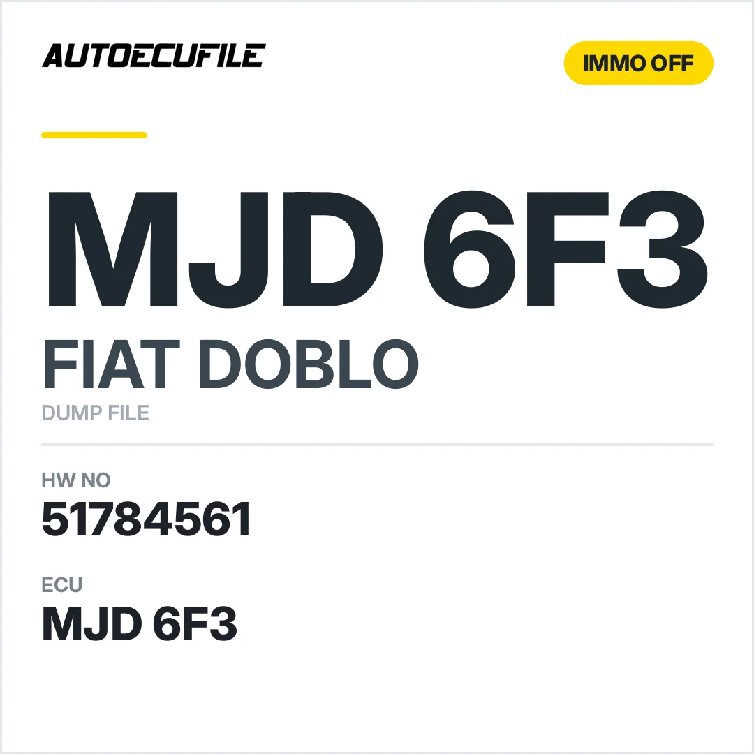 FIAT DOBLO 6F3 51784561 IMMO OFF DUMP