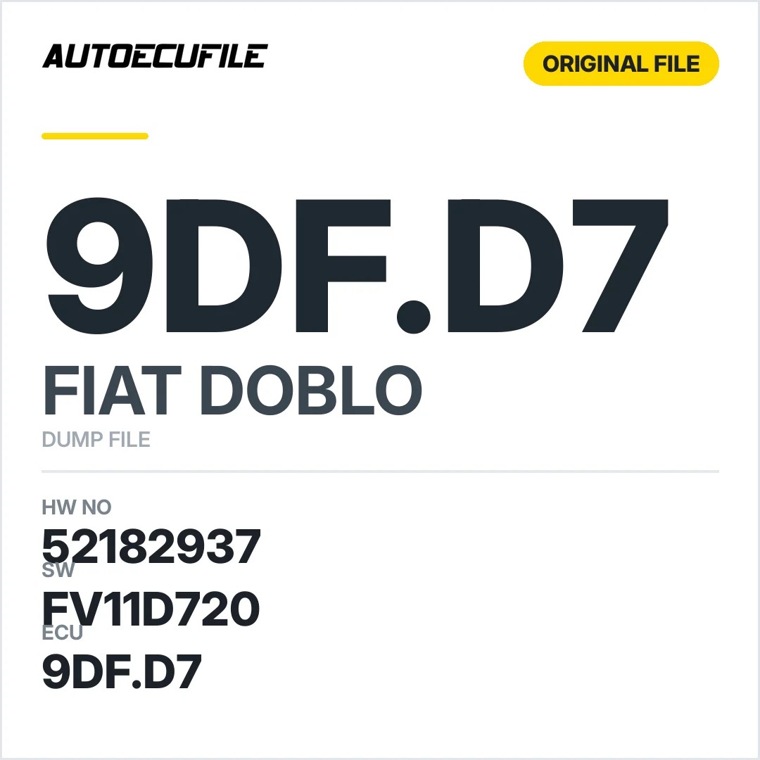 FIAT DOBLO  9DF.D7 52182937 FV11D720 DUMP