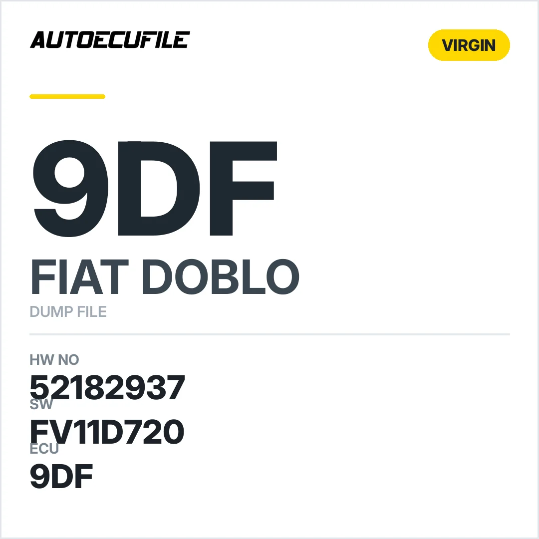 FIAT DOBLO  9DF.D7 52182937 FV11D720  VIRGIN AUTO SYNC DUMP