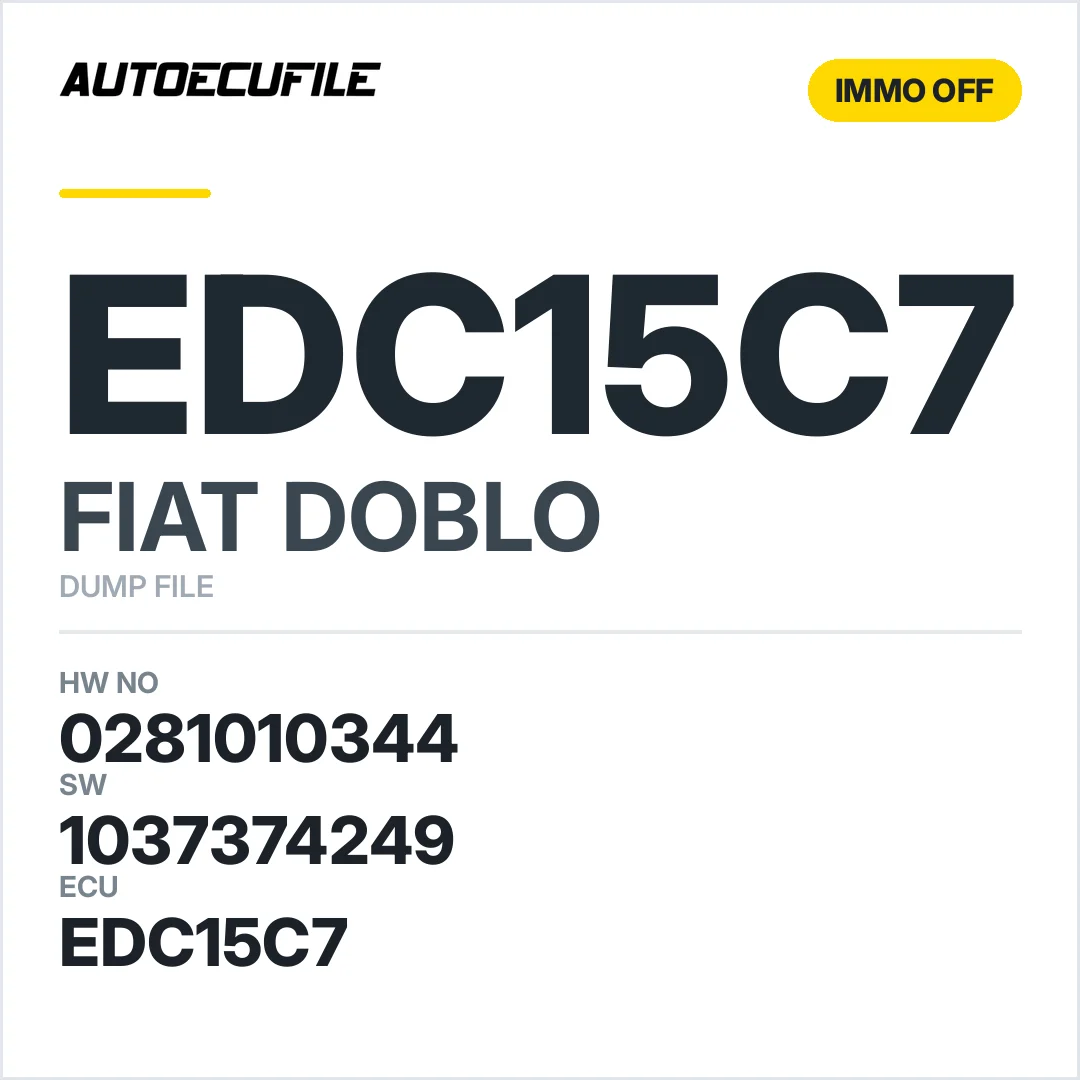 FIAT DOBLO EDC15C7 0281010344 1037374249 IMMO OFF DUMP