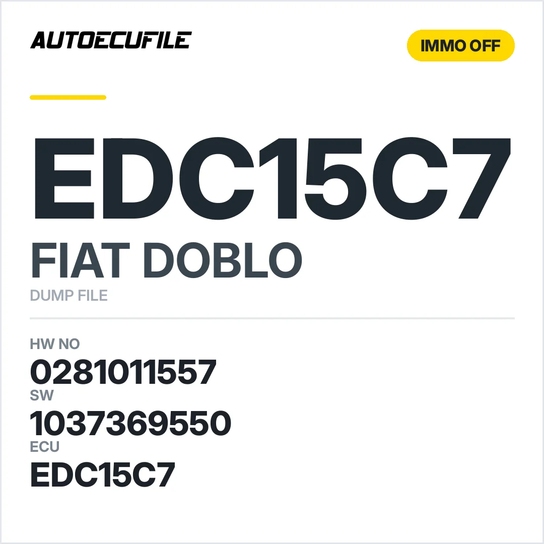 FIAT DOBLO EDC15C7 0281011557 1037369550 IMMO OFF DUMP