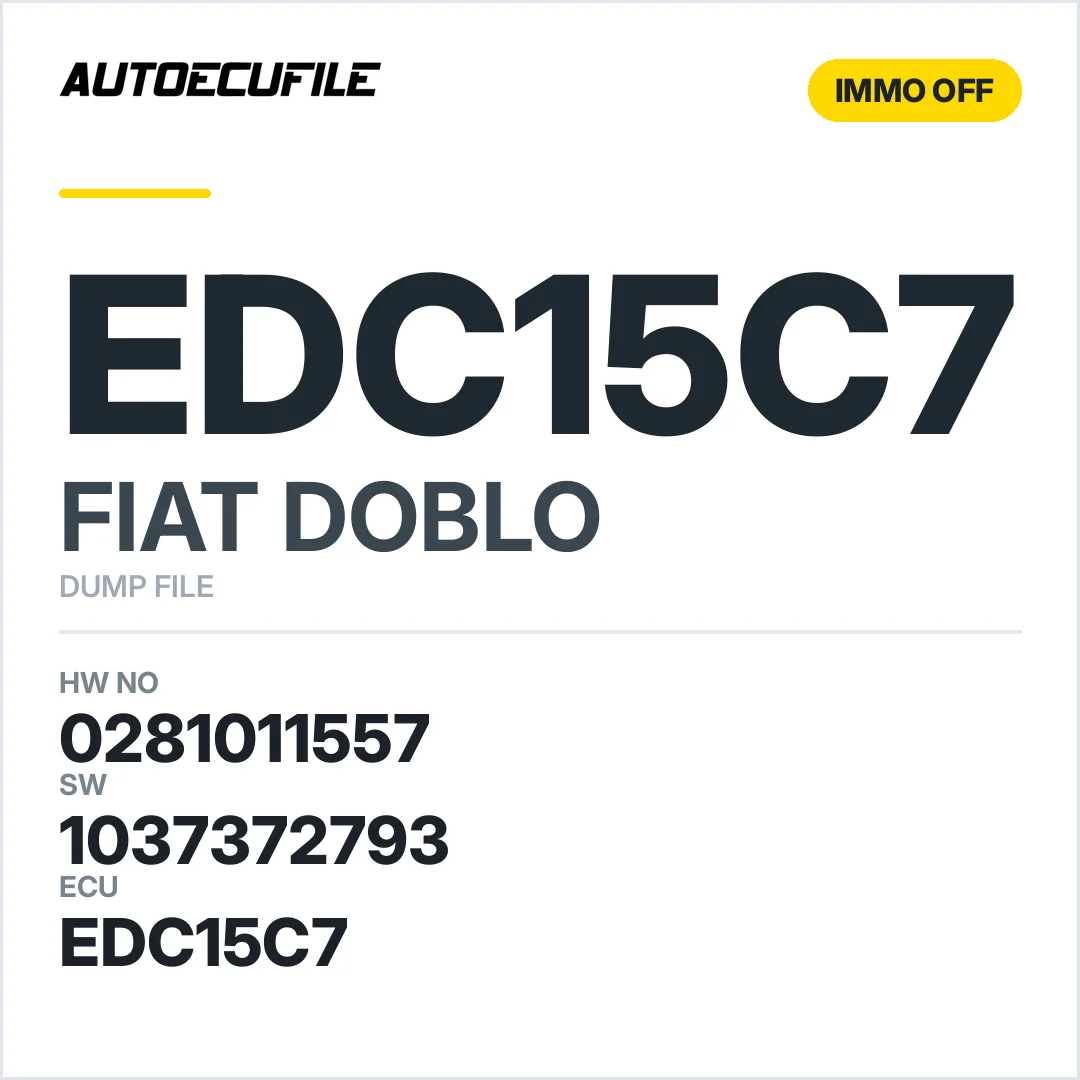 FIAT DOBLO EDC15C7 0281011557 1037372793 IMMO OFF DUMP