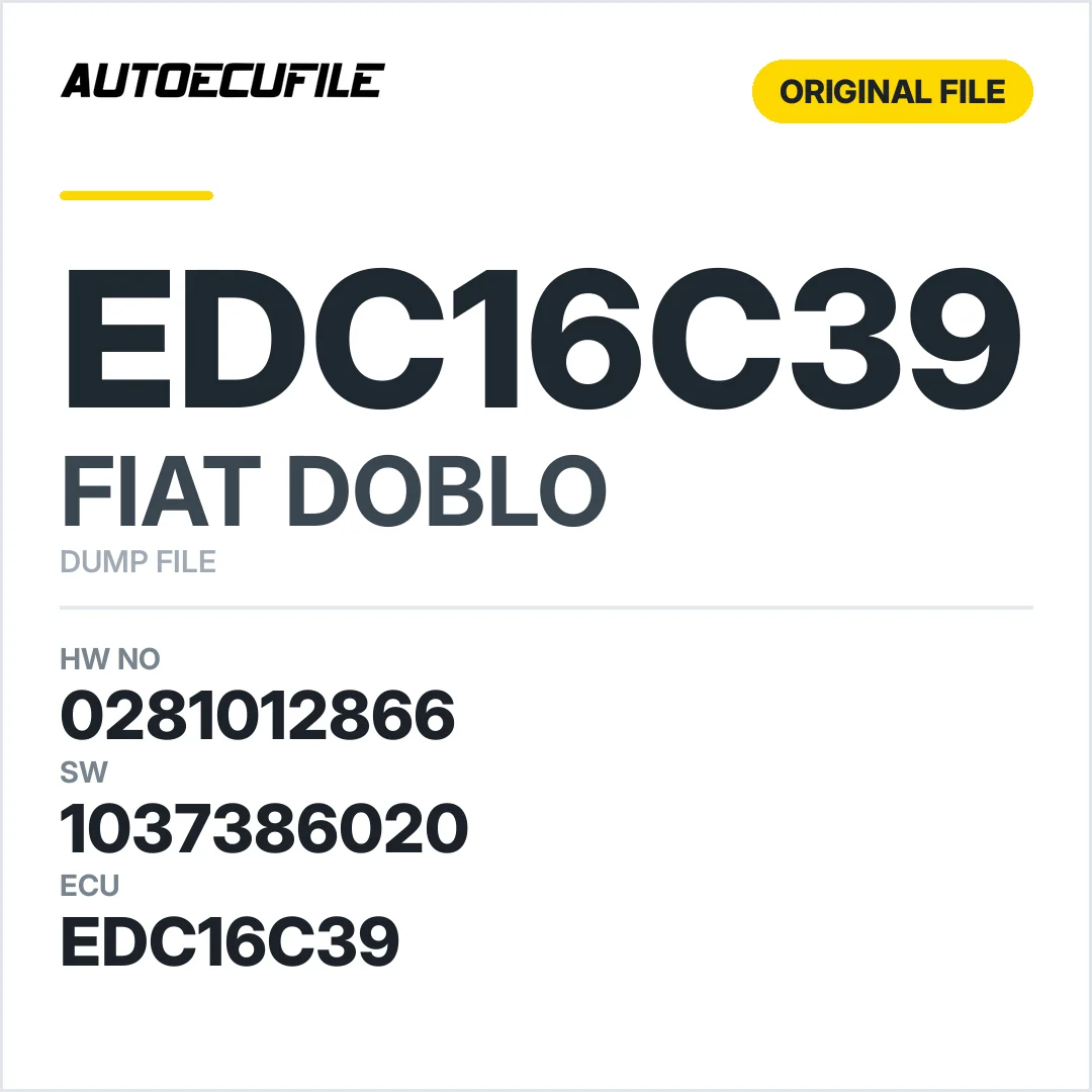 FIAT DOBLO EDC16C39 0281012866 1037386020 DUMP