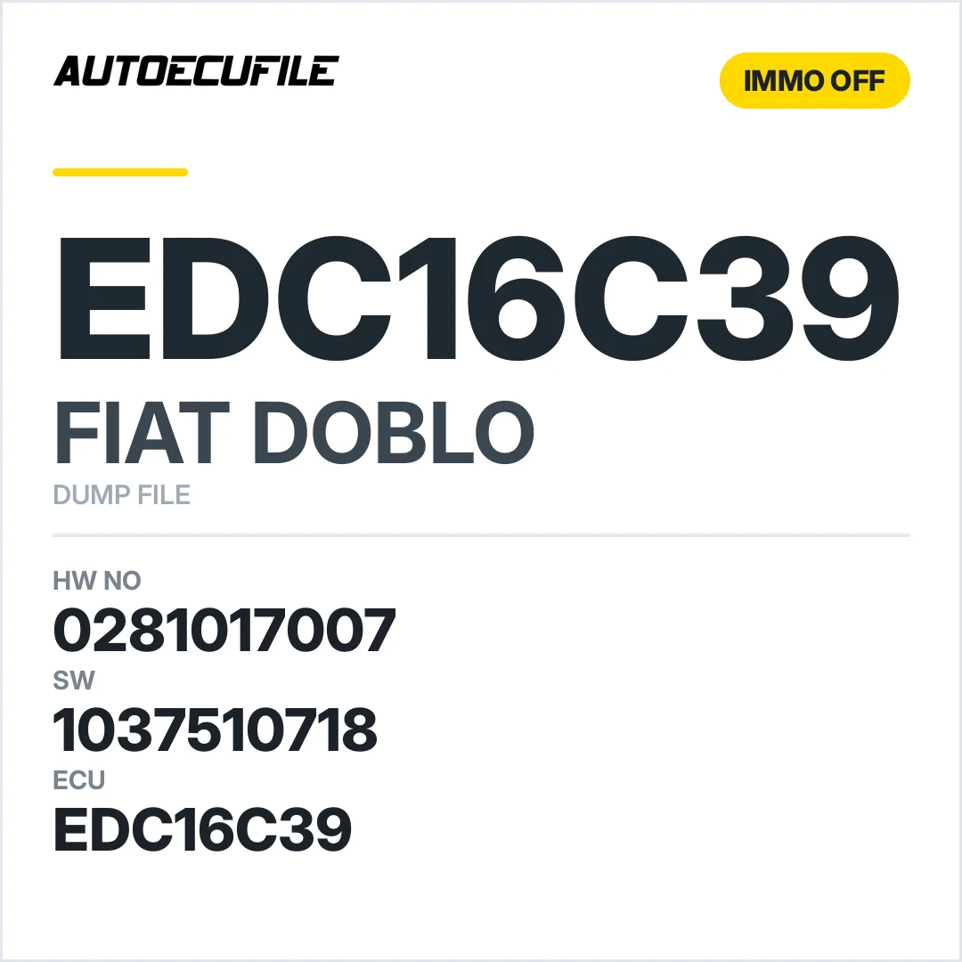 FIAT DOBLO EDC16C39 0281017007 1037510718 IMMO OFF DUMP