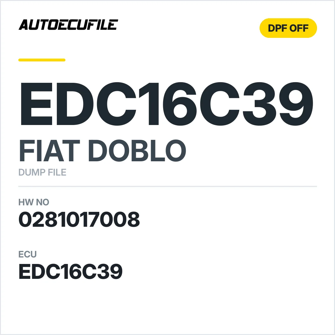 FIAT DOBLO EDC16C39 0281017008 1037514050 DPF OFF DUMP