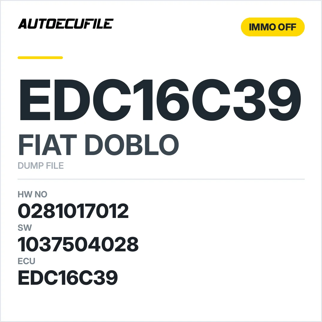 FIAT DOBLO EDC16C39 0281017012 1037504028 IMMO OFF DUMP