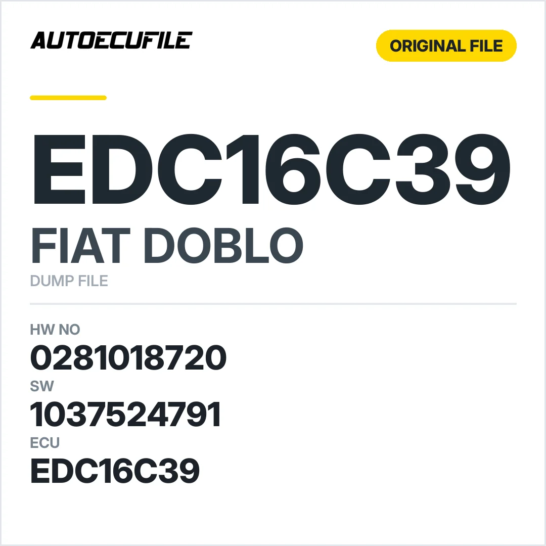 FIAT DOBLO EDC16C39 0281018720 1037524791 DUMP