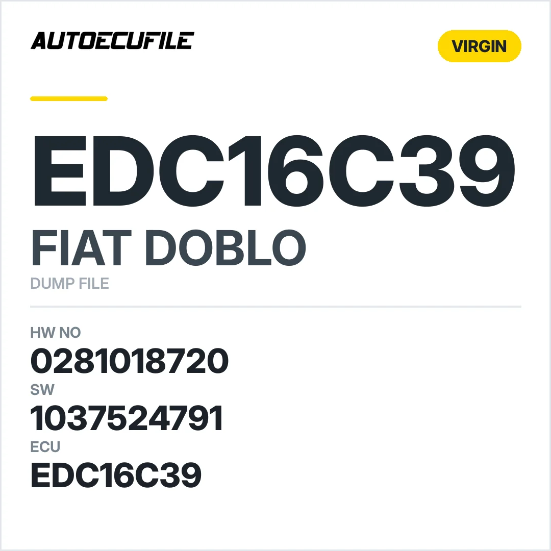 FIAT DOBLO EDC16C39 0281018720 1037524791 VIRGIN DUMP