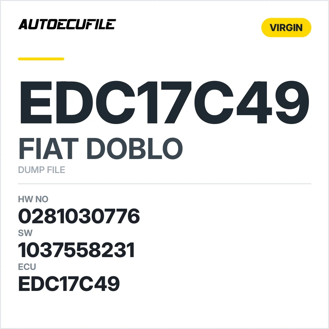 FIAT DOBLO EDC17C49 0281030776 1037558231 VIRGIN DUMP