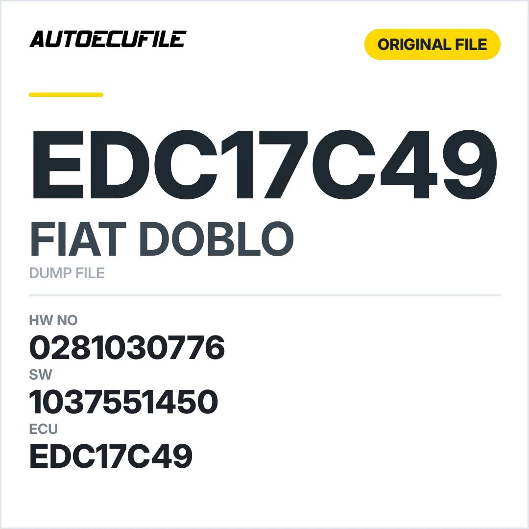 FIAT DOBLO EDC17C49 0281030776 55269207  1037551450 DUMP