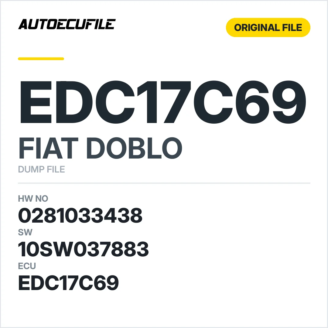 FIAT DOBLO EDC17C69 0281033438 10SW037883 DUMP