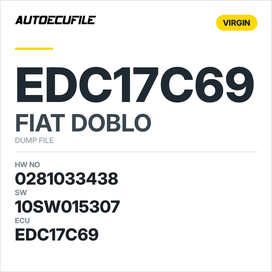 FIAT DOBLO EDC17C69 0281033438  10SW015307  VIRGIN DUMP