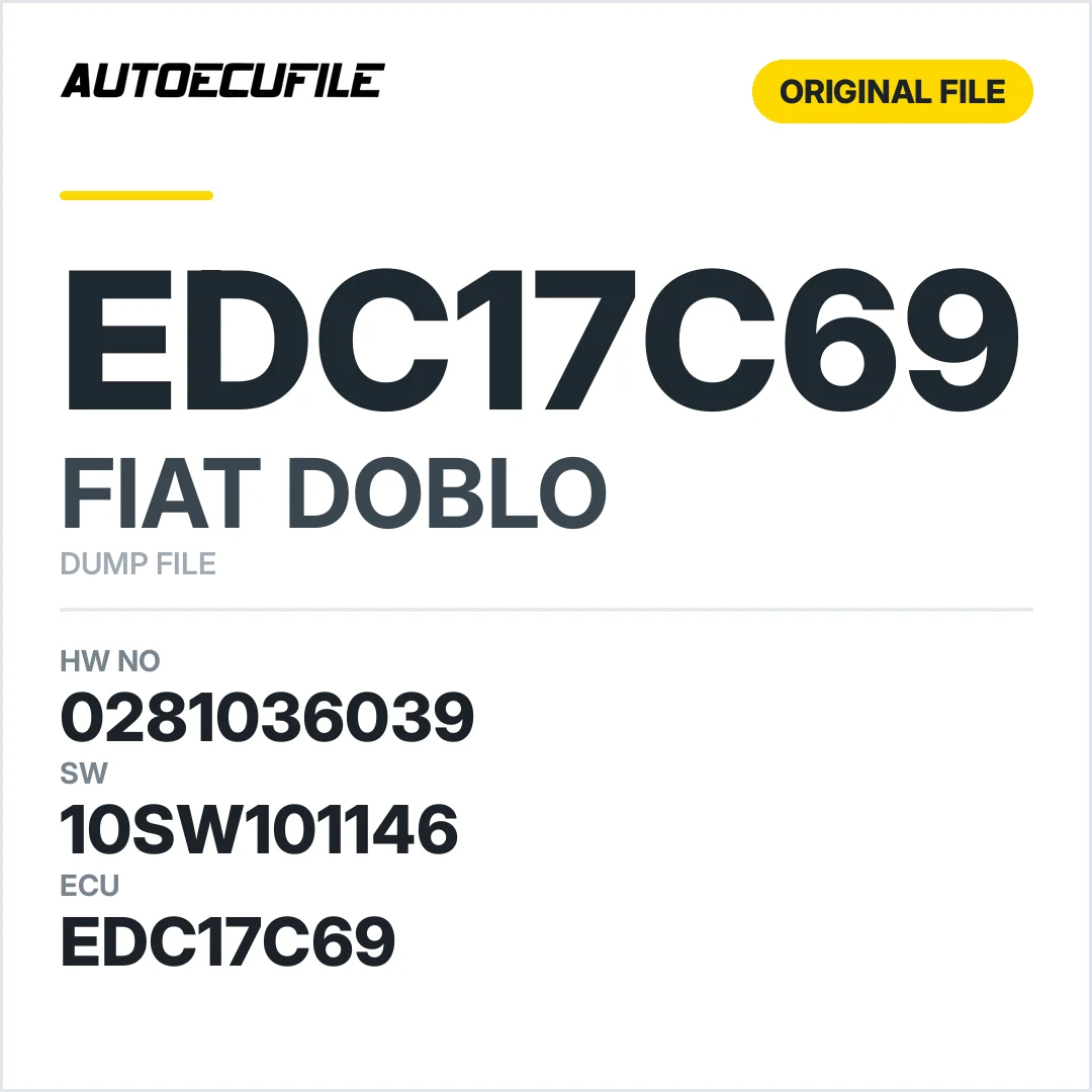 FIAT DOBLO EDC17C69 0281036039 10SW041027 10SW101146 DUMP