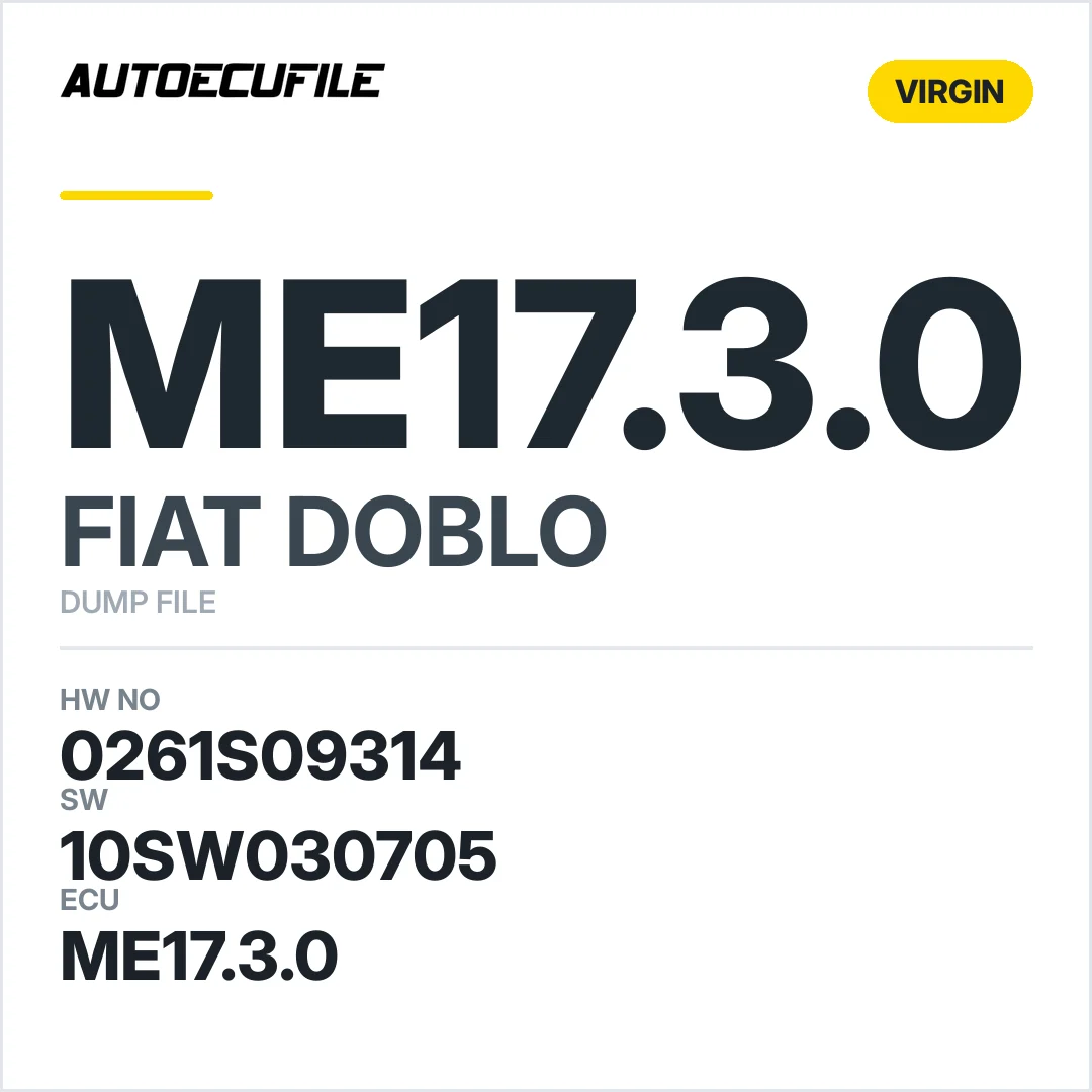 FIAT DOBLO ME17.3.0 0261S09314 10SW030705 VIRGIN DUMP