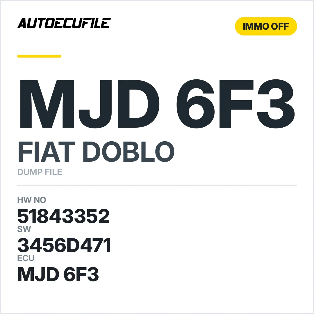 FIAT DOBLO MJD 6F3.D4 51843352  3456D471  IMMO OFF  DUMP