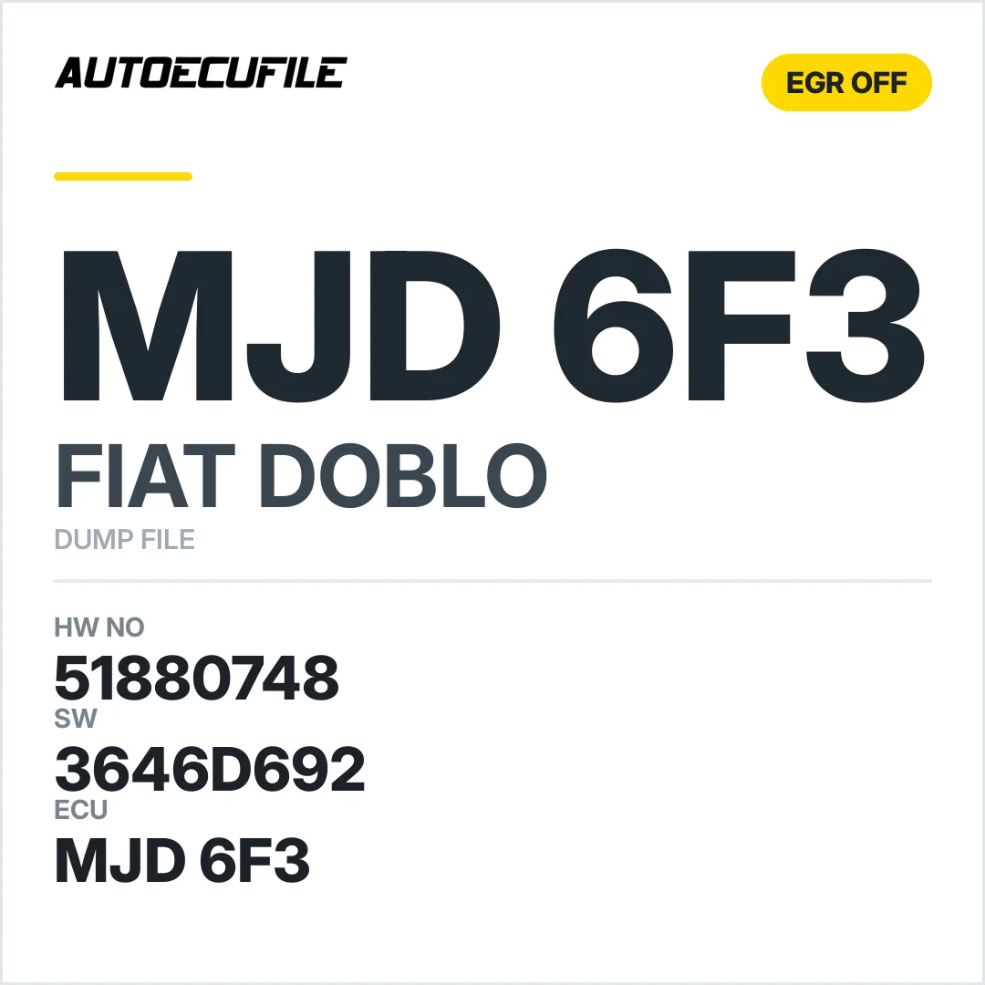 FIAT DOBLO MJD6F3.D6 51880748 3646D692 EGR OFF DUMP