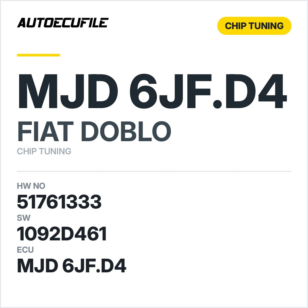 FIAT DOBLO MJD 6JF.D4 51761333 1092D461 TUNED