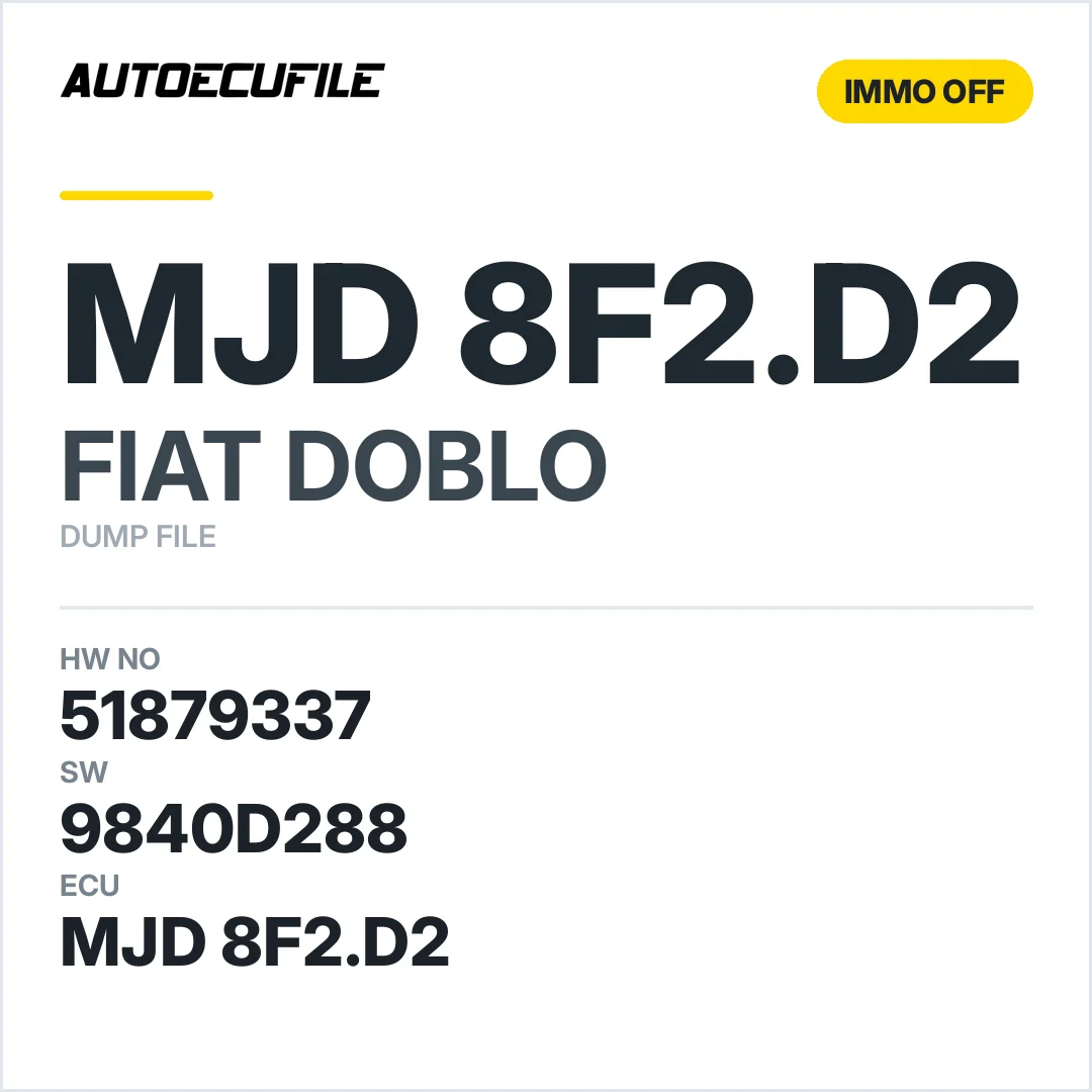 FIAT DOBLO MJD 8F2.D2 51879337 9840D288 IMMO OFF DUMP