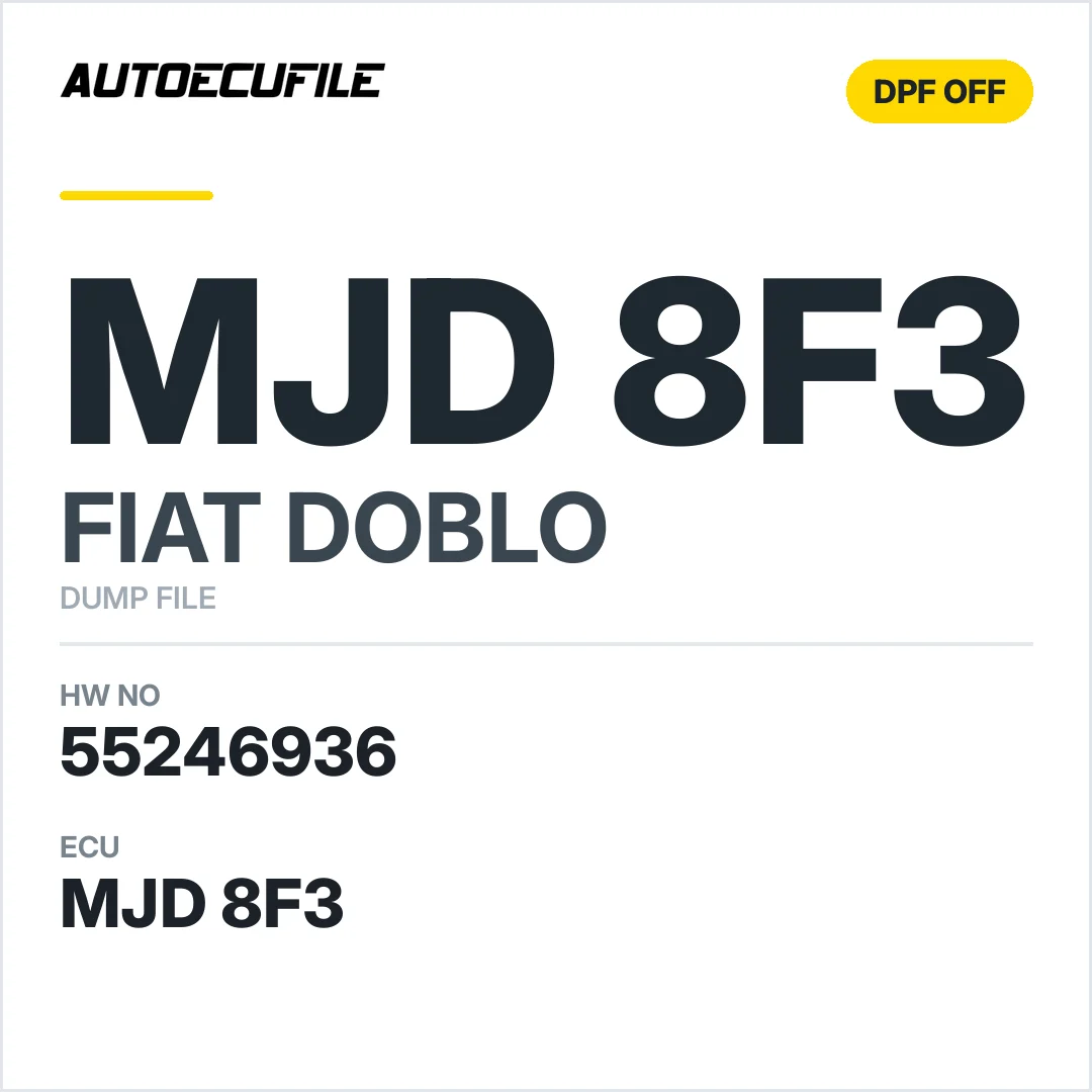 FIAT DOBLO MJD 8F3 D3 55246936 DPF DTC OFF DUMP