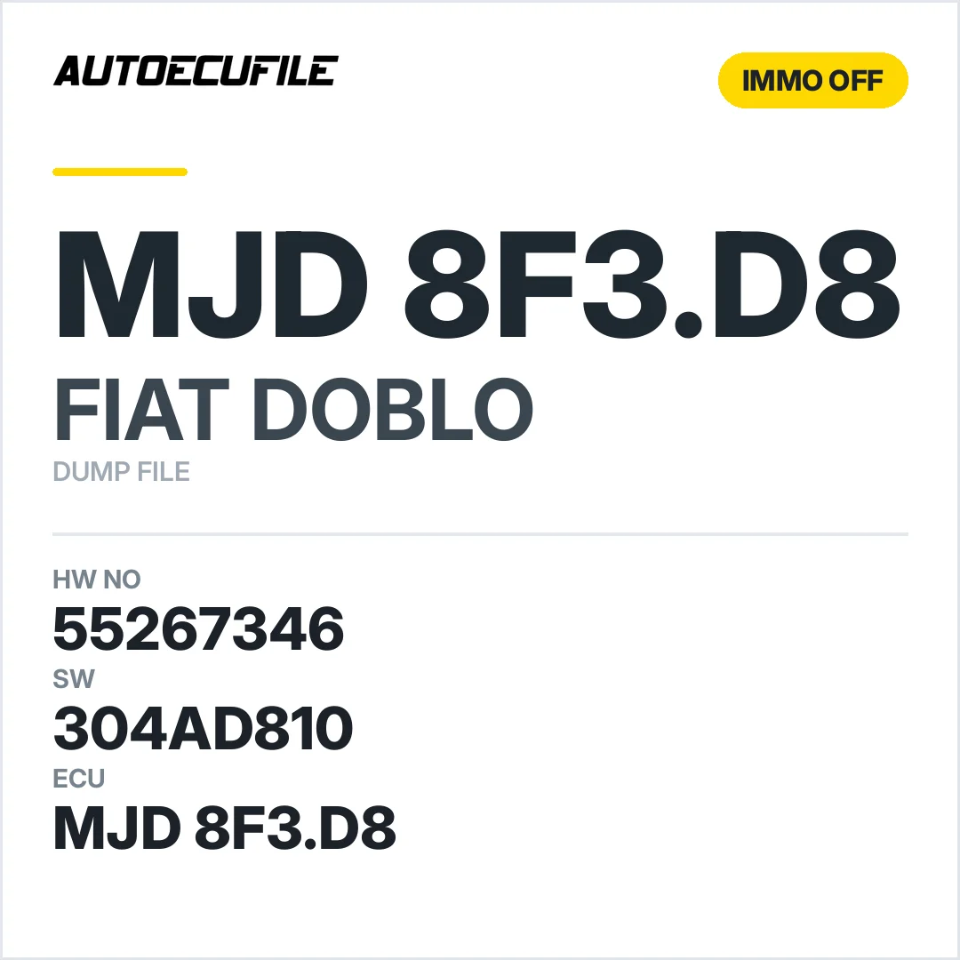 FIAT DOBLO MJD 8F3.D8 55267346 304AD810 IMMO OFF DUMP