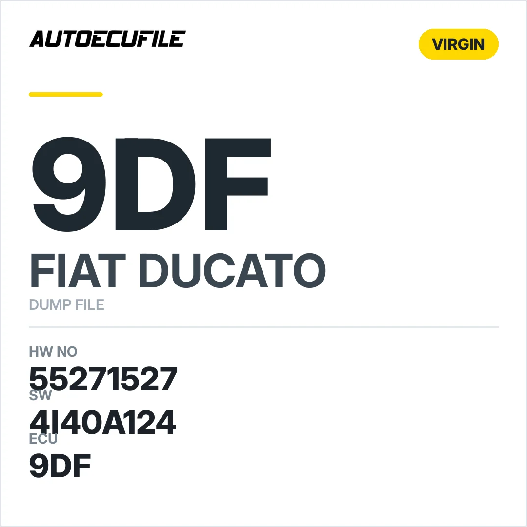 FIAT DUCATO 9DF 52090426 55271527 4I40A124 VIRGIN AUTO SYNC DUMP
