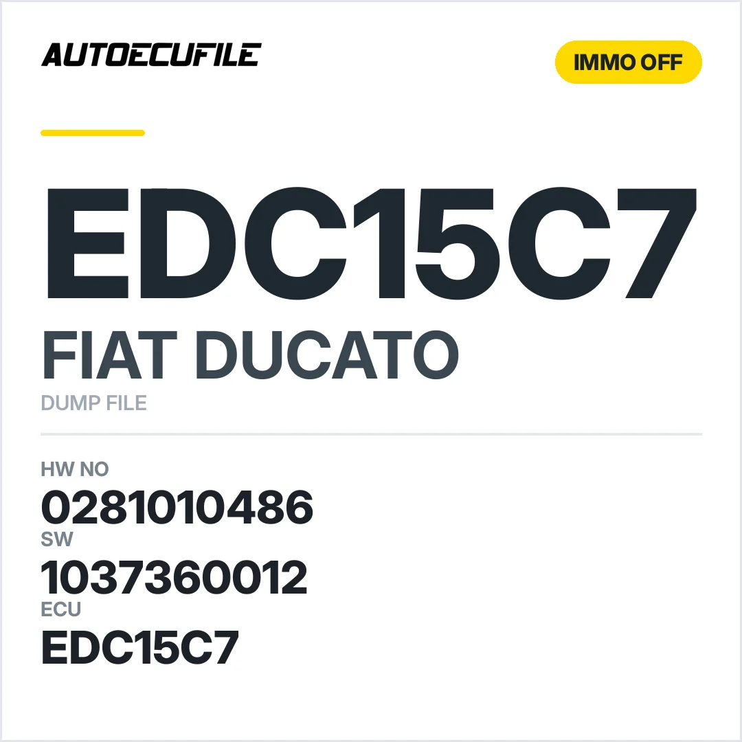 FIAT DUCATO EDC15C7 0281010486 1037360012 IMMO OFF DUMP