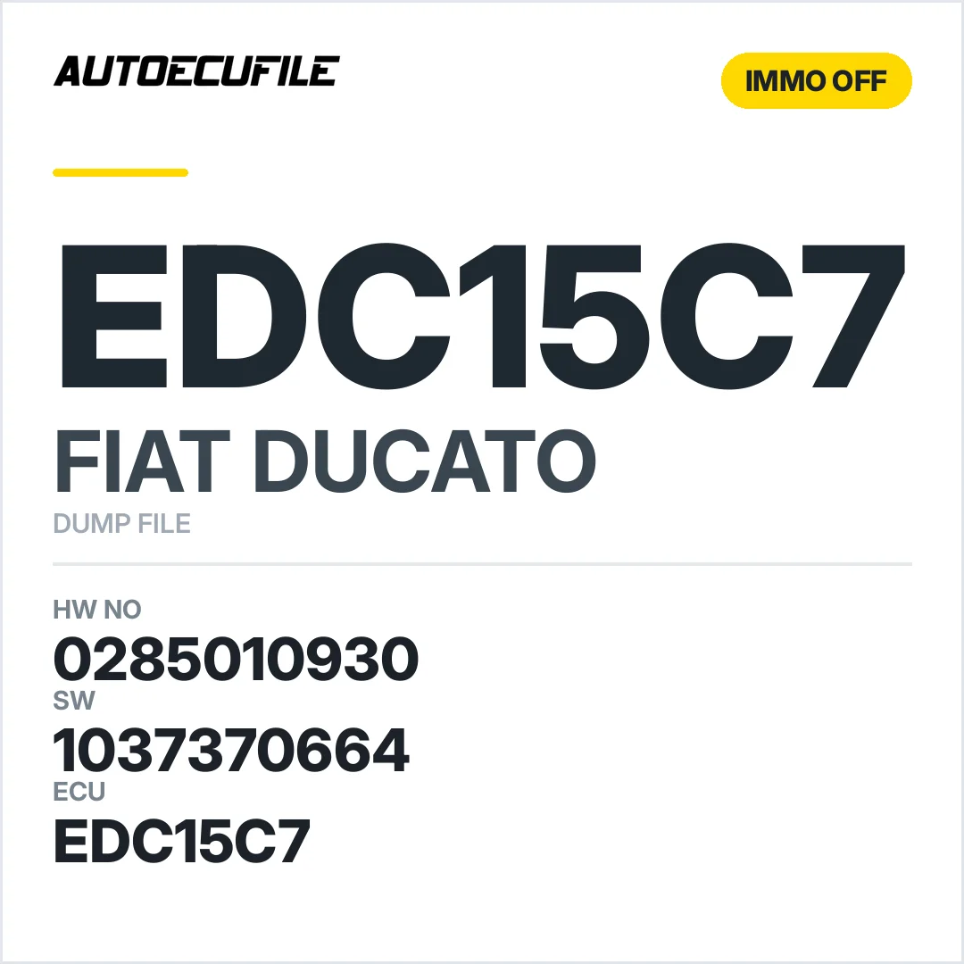 FIAT DUCATO EDC15C7 0281010930 1037370664 IMMO OFF DUMP