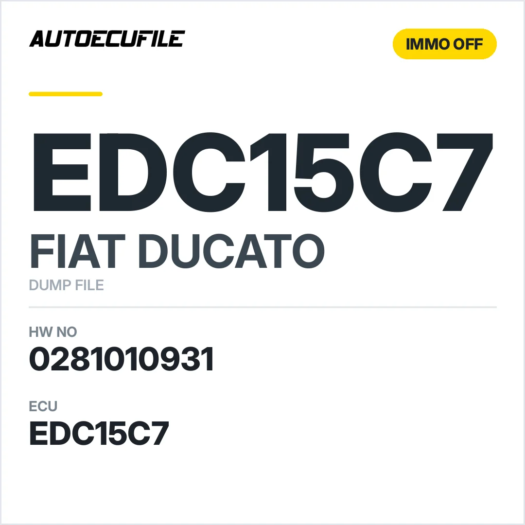 FIAT DUCATO EDC15C7 0281010931  IMMO OFF DUMP