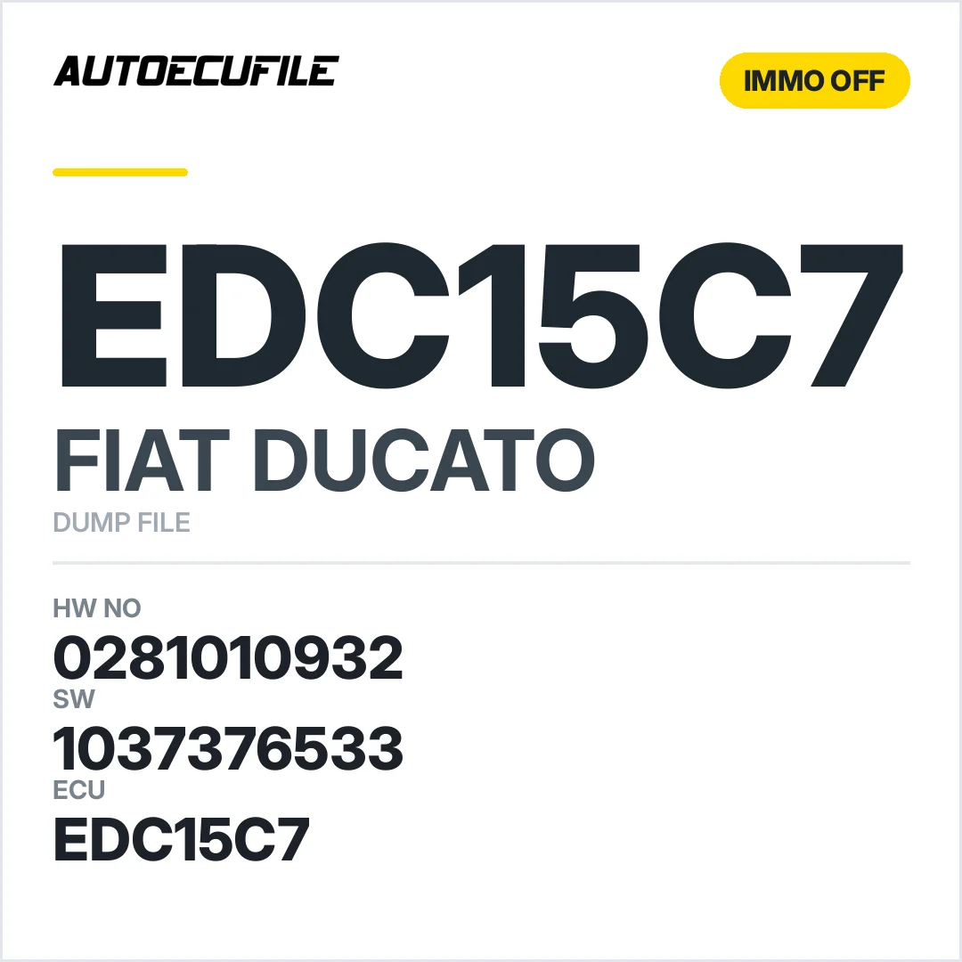 FIAT DUCATO EDC15C7 0281010932 1037376533 IMMO OFF DUMP