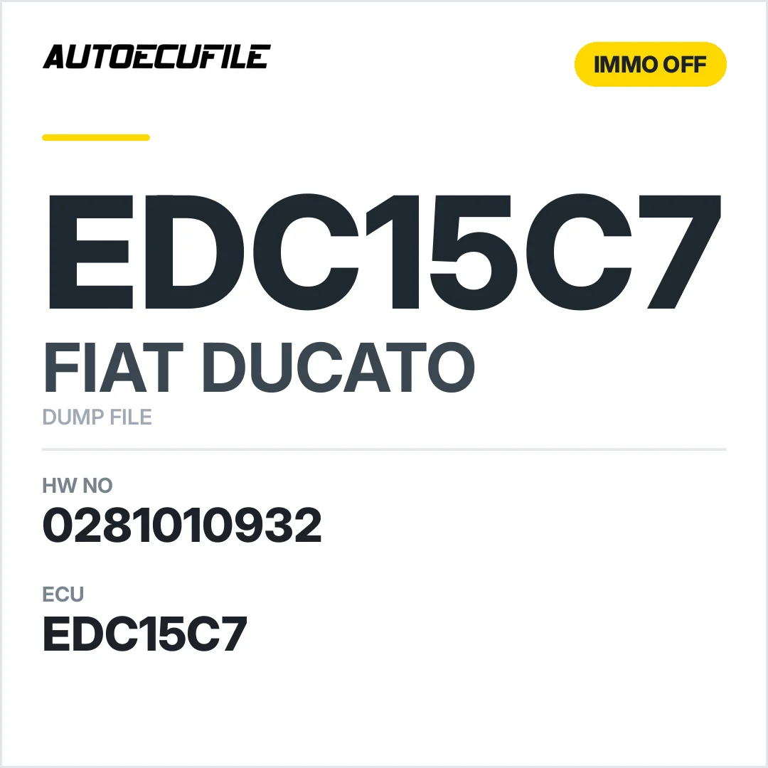 FIAT DUCATO EDC15C7 0281010932 IMMO OFF DUMP